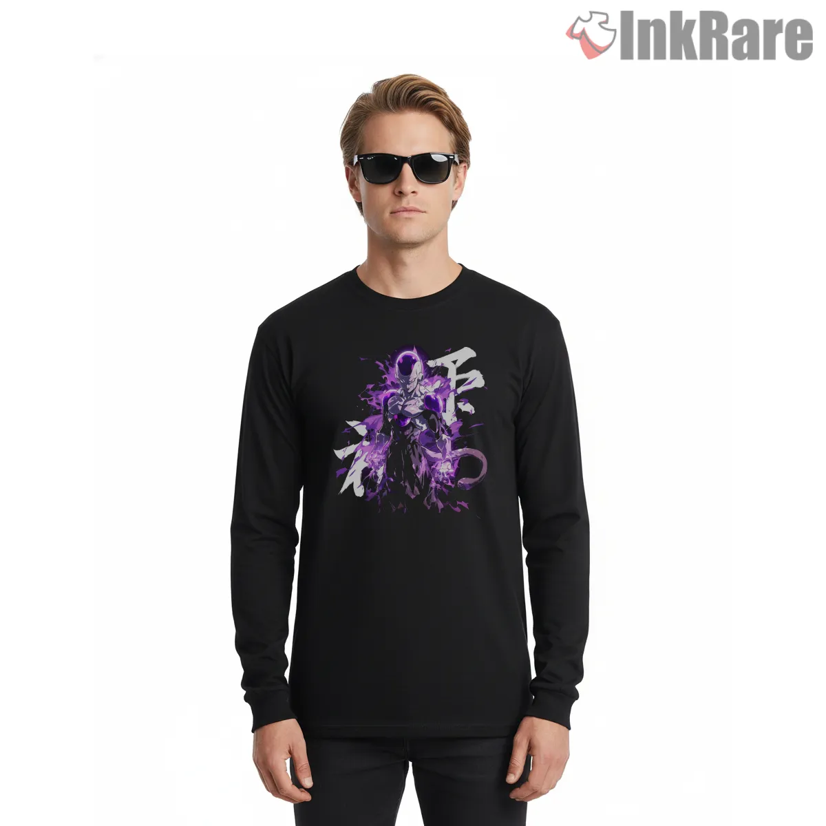 Frieza Intense Purple Energy Splash Shirt on black long sleeve shirt for men graphic tee