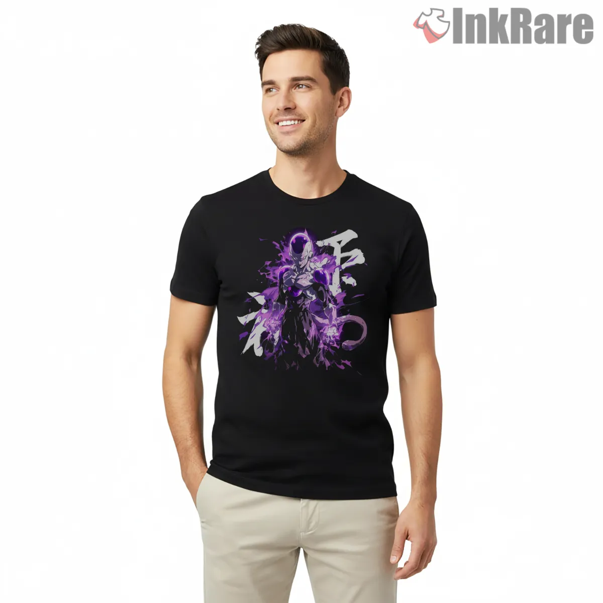 Frieza Intense Purple Energy Splash Short Sleeve Black Frieza Intense Purple Energy Splash Shirt on black short sleeve shirt for men graphic tee
