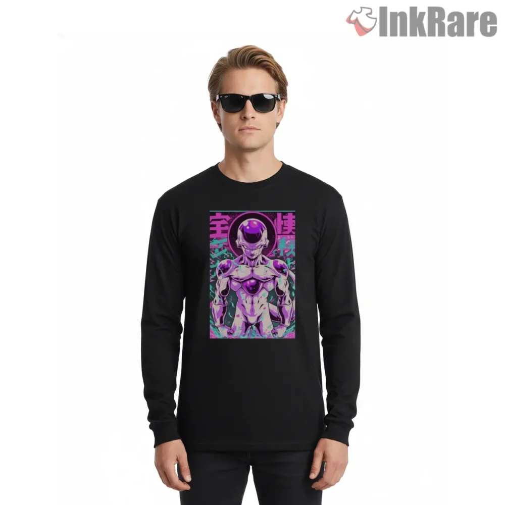 Frieza Neon Lord Emperor Poster Shirt on black long sleeve shirt for men graphic tee