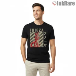 Frieza Retro Poster Villain Shirt on black short sleeve shirt for men graphic tee