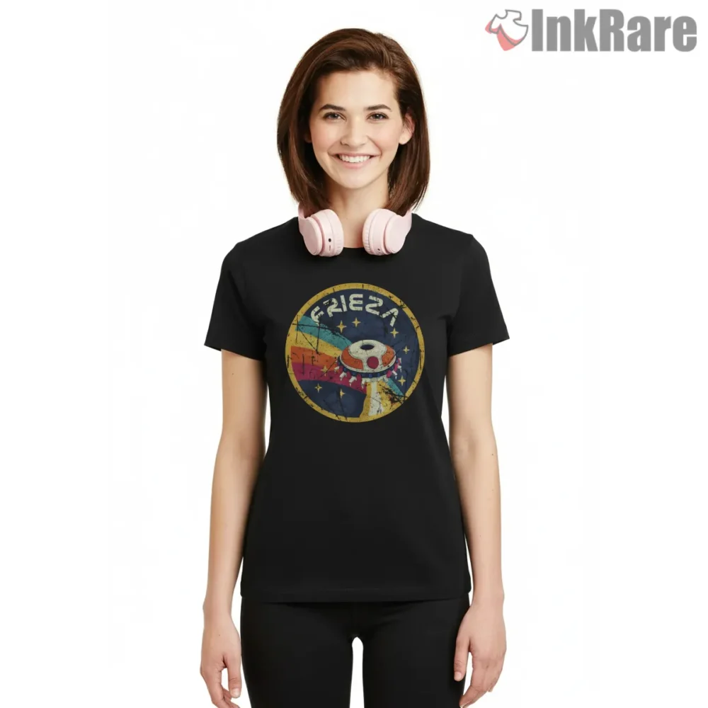 Frieza Retro Space Emblem Shirt on black short sleeve shirt for women graphic tee