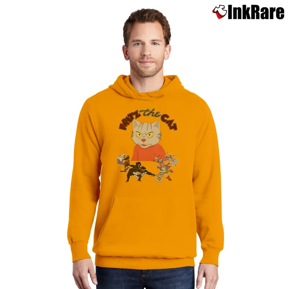 Men’s Fritz The Cat Characters Pullover Hoodie in orange | Cozy, Durable, Modern Fit