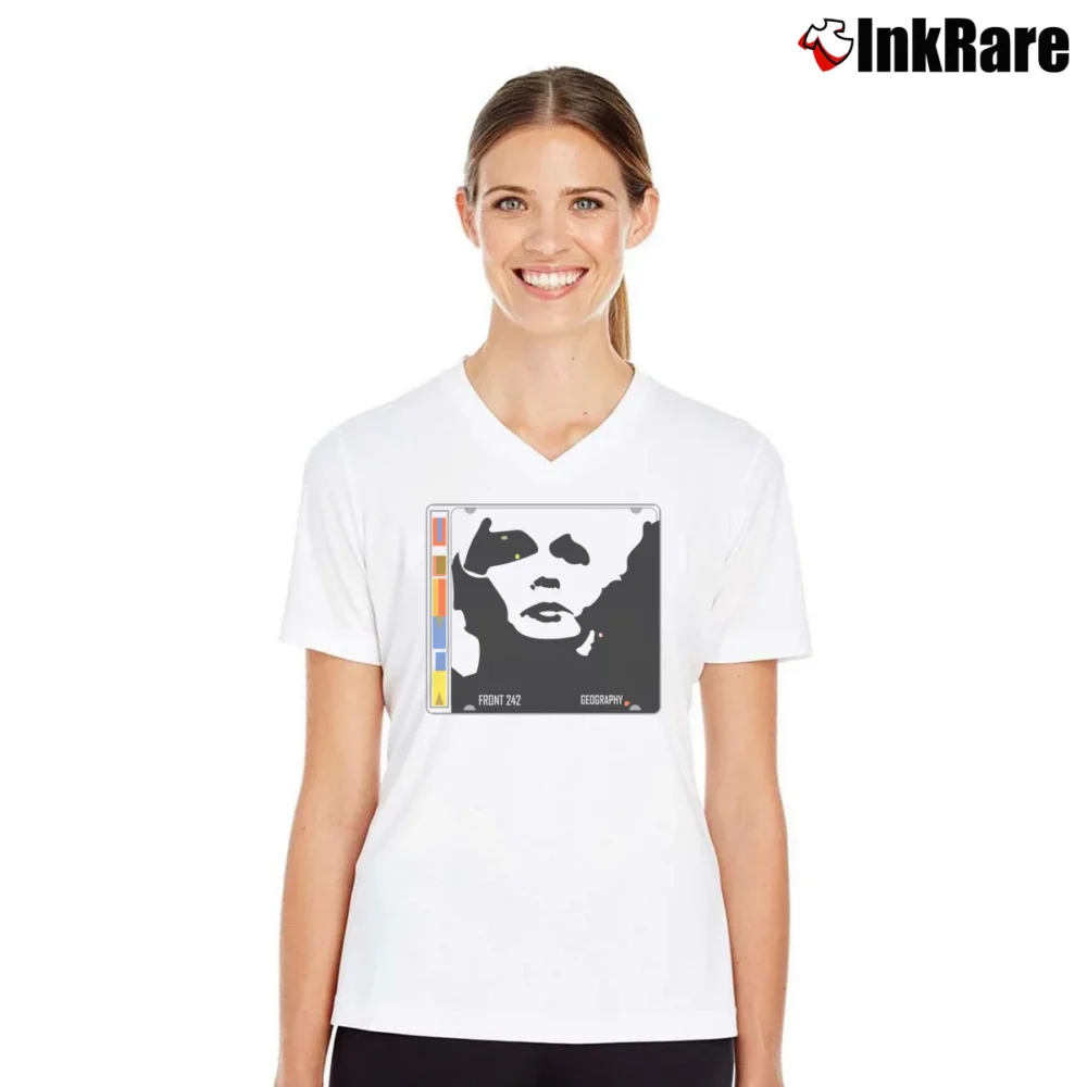 Women’s Front 242 Geography V-Neck Tee in white | Chic Neckline, Soft Texture