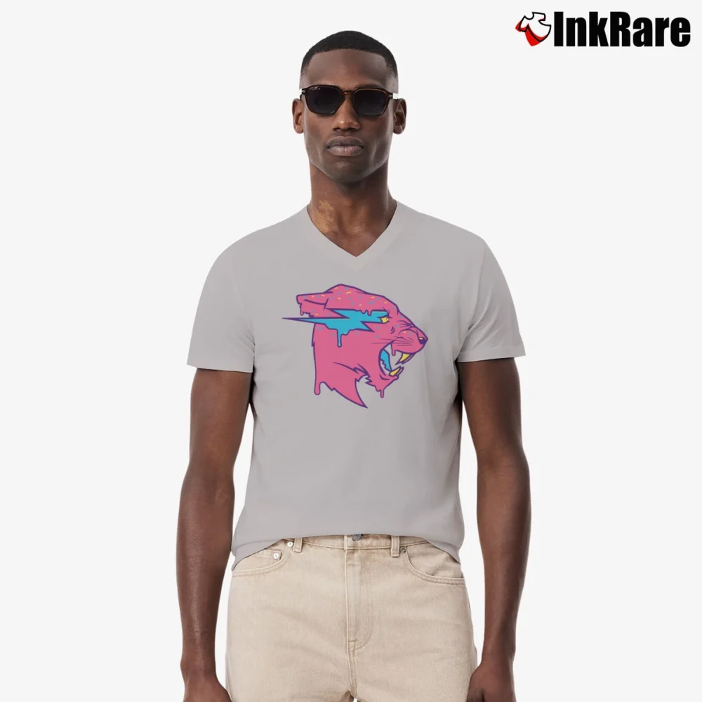Men’s Frosted Beast Graphic Fantasy V-Neck Tee in sport grey | Sharp, Breathable, Everyday Staple