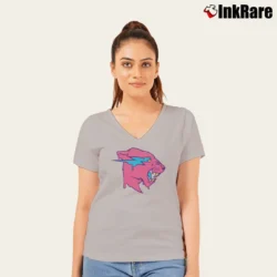 Women’s Frosted Beast Graphic Fantasy V-Neck Tee in sport grey | Chic Neckline, Soft Texture