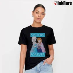 Women’s Frozen Elsa Anna Sisters Forever Girls Signature T-Shirt in black | Soft, Flattering Fit