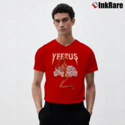 Men’s Frozen Yellow Yeezy Boost Graphic V-Neck Tee in red | Sharp, Breathable, Everyday Staple