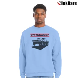 Men’s Fu Manchu Muscles Stoner Rock Crewneck Sweatshirt in light blue | Cozy Fabric, Clean Style
