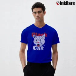 Men’s Fuel Black Cat Fireworks Graphic V-Neck Tee in royal blue | Sharp, Breathable, Everyday Staple