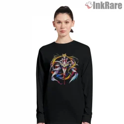 Full Body Moon Guardian Power Pose Shirt on black long sleeve shirt for women graphic tee