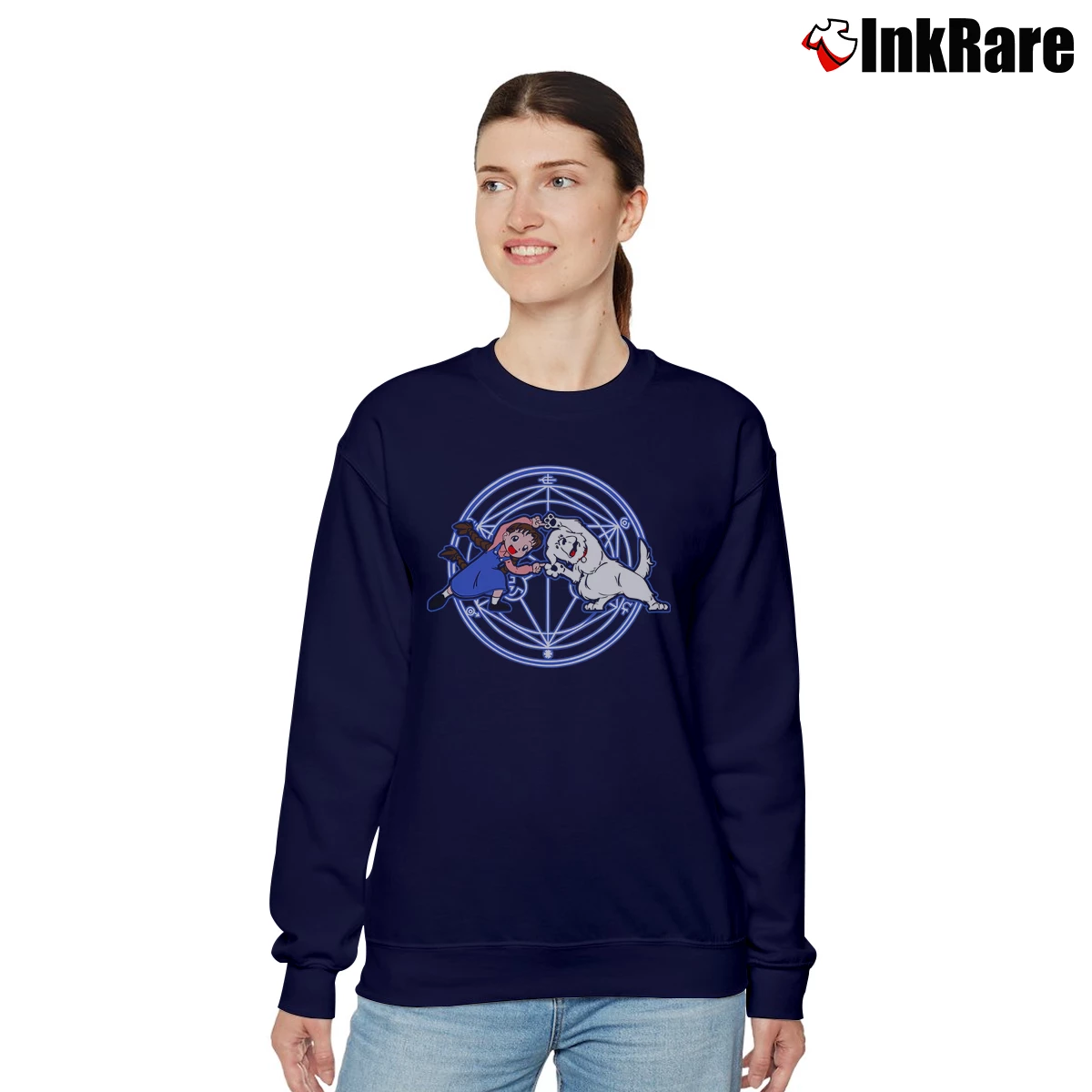 Women’s Fullmetal Alchemist Dog And Girl Fusion Dance Relaxed Sweatshirt in navy | Soft, Laid-Back Vibe