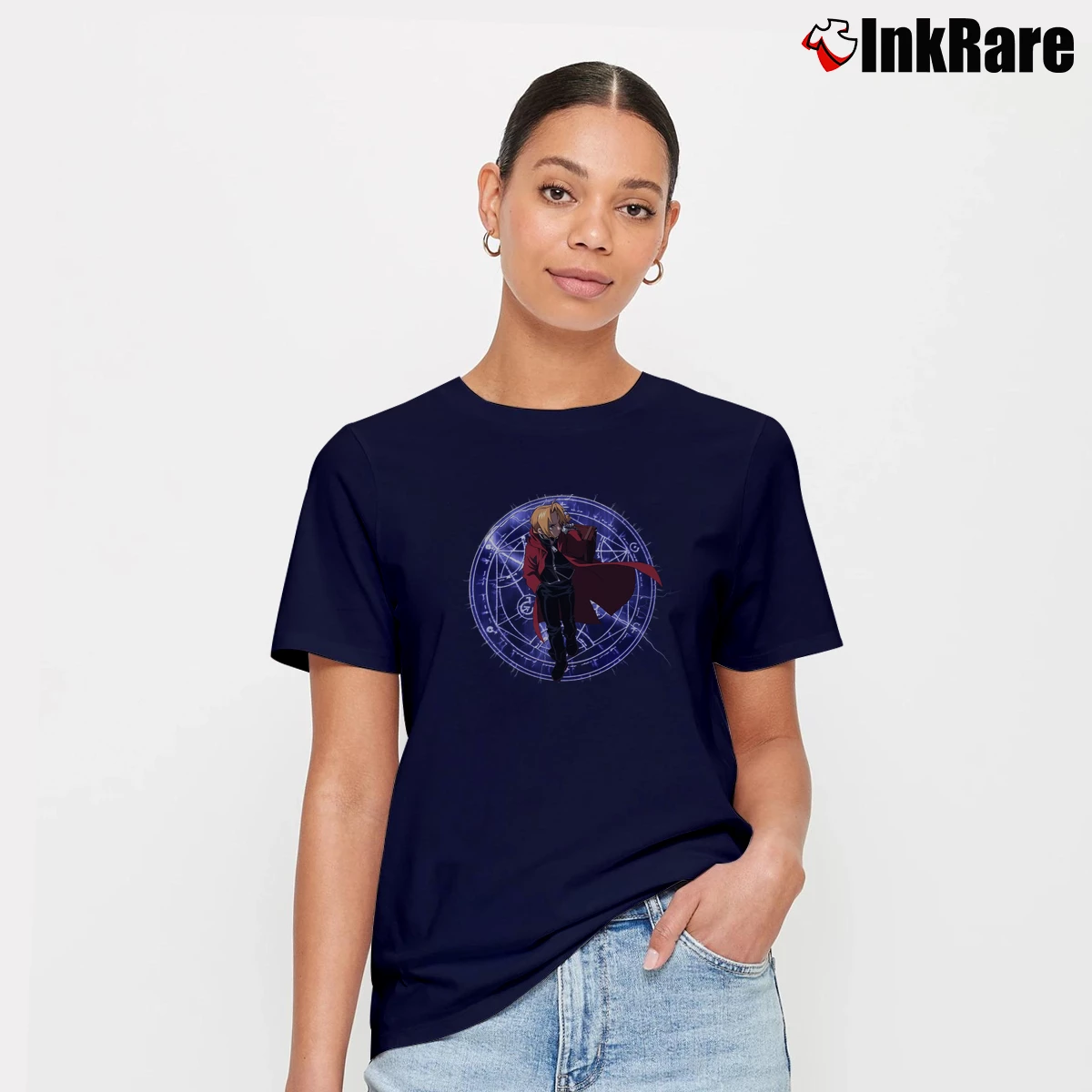 Women’s Fullmetal Alchemist Edward Eric T-Shirt in navy | Soft, Flattering Fit