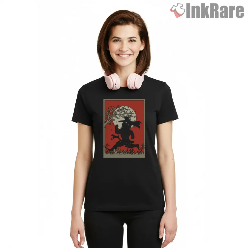Fullmetal Brothers Silhouette Moon Scene Anime Shirt on black short sleeve shirt for women graphic tee