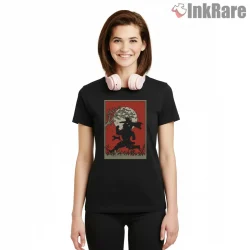 Fullmetal Brothers Silhouette Moon Scene Anime Shirt on black short sleeve shirt for women graphic tee