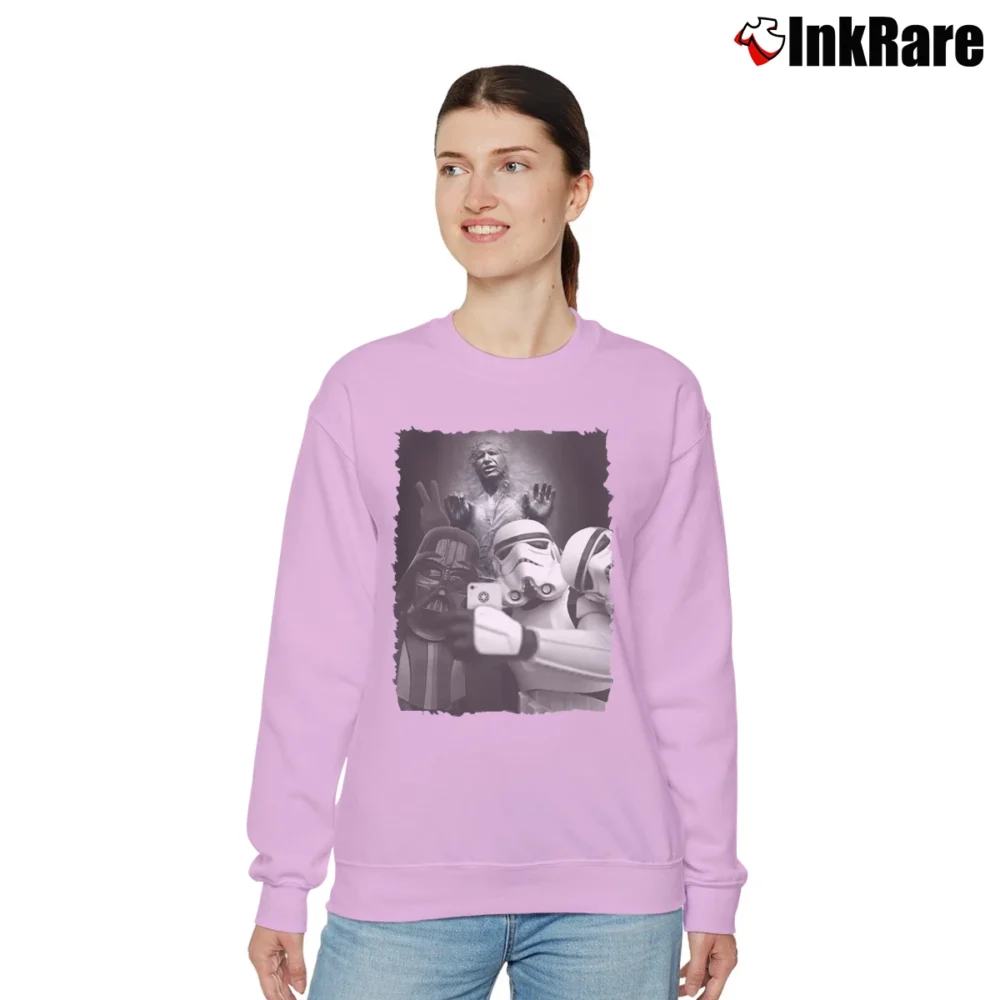 Women’s Fun Darth Vader Stormtrooper Selfie Frozen Han Solo Star Wars Relaxed Sweatshirt in light pink | Soft, Laid-Back Vibe