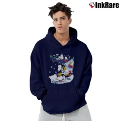 Men’s Fun Snoopy And Woodstock Skiing Peanuts Pullover Hoodie in navy | Cozy, Durable, Modern Fit