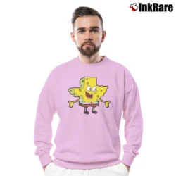Men’s Fun Spongebob Texas Classic Funny Cartoon Crewneck Sweatshirt in light pink | Cozy Fabric, Clean Style