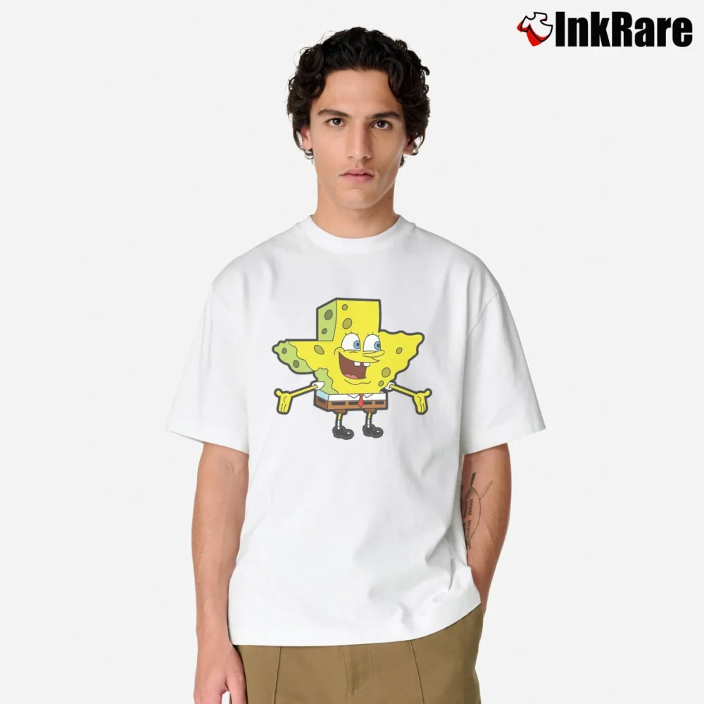 Men’s Fun Spongebob Texas Classic Funny Cartoon Classic T-Shirt in white | Soft, Breathable Everyday Wear
