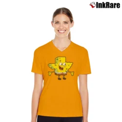 Women’s Fun Spongebob Texas Classic Funny Cartoon V-Neck Tee in orange | Chic Neckline, Soft Texture