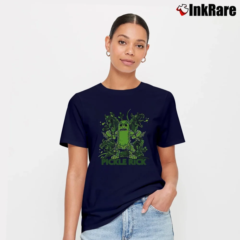 Women’s Funko Pop Tees Morty Pickle Rick Rat Party Signature T-Shirt in navy | Soft, Flattering Fit