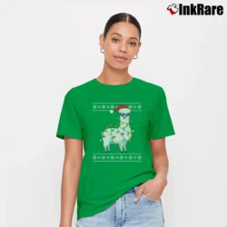 Women’s Funny Alpaca Christmas T-Shirt in irish green | Soft, Flattering Fit