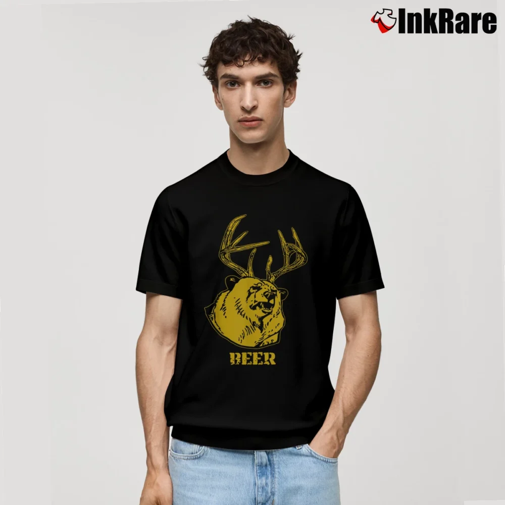 Men’s Funny Bear Deer Beer Classic T-Shirt in black | Soft, Breathable Everyday Wear