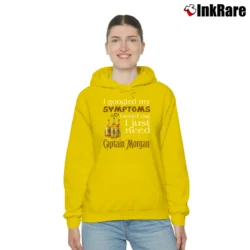 Women’s Funny Captain Morgan Rum Symptoms Cozy Hoodie in yellow | Warm, Structured, Stylish