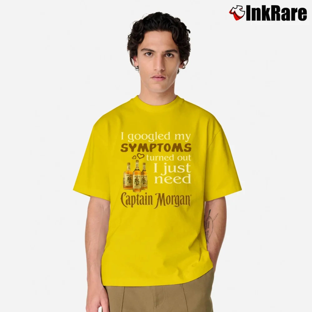 Men’s Funny Captain Morgan Rum Symptoms Classic T-Shirt in yellow | Soft, Breathable Everyday Wear
