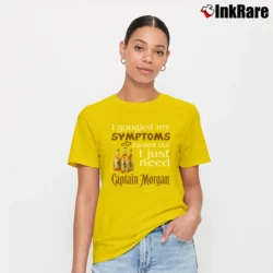 Women’s Funny Captain Morgan Rum Symptoms Signature T-Shirt in yellow | Soft, Flattering Fit