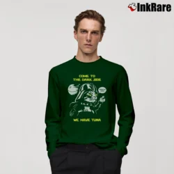 Men’s Funny Come To The Dark Side We Have Tuna Wars Cat Vader Love Long-Sleeve Shirt in forest green | Sleek, Lightweight, Year-Round Wear
