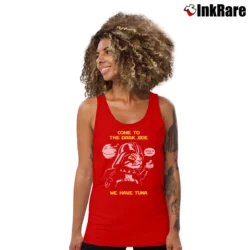 Women’s Funny Come To The Dark Side We Have Tuna Wars Cat Vader Love Tank Top in red | Lightweight, Movement-Friendly