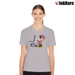 Women’s Funny Disney Couple I Don't Do Matching Mickey Minnie V-Neck Tee in sport grey | Chic Neckline, Soft Texture