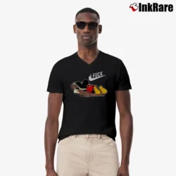Men’s Funny Disney Mickey Mouse Trap V-Neck Tee in black | Sharp, Breathable, Everyday Staple