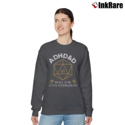 Women’s Funny Dungeons And Dragons Adhd Roll For Concentration Relaxed Sweatshirt in charcoal | Soft, Laid-Back Vibe