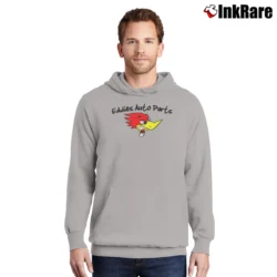 Men’s Funny Eddies Auto Parts Humor Pullover Hoodie in sport grey | Cozy, Durable, Modern Fit