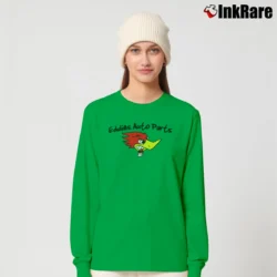 Women’s Funny Eddies Auto Parts Humor Long-Sleeve Top in irish green | Sleek, Versatile, All-Season