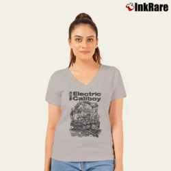 Women’s Funny electric callboy tekkno train choo choo for fans V-Neck Tee in sport grey | Chic Neckline, Soft Texture