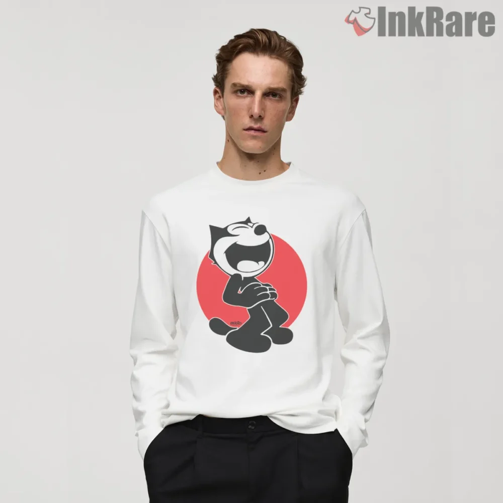 Funny Felix The Cat Red Circle Shirt on white long sleeve shirt for men graphic tee