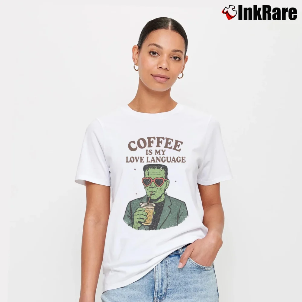 Women’s Funny Frankenstein Monster Coffee Halloween T-Shirt in white | Soft, Flattering Fit