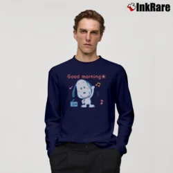 Men’s Funny Good Morning Snoopy Baby Long-Sleeve Shirt in navy | Sleek, Lightweight, Year-Round Wear