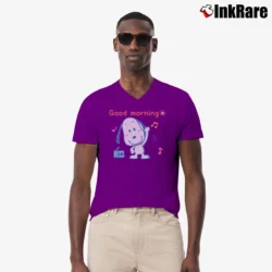 Men’s Funny Good Morning Snoopy Baby V-Neck Tee in purple | Sharp, Breathable, Everyday Staple