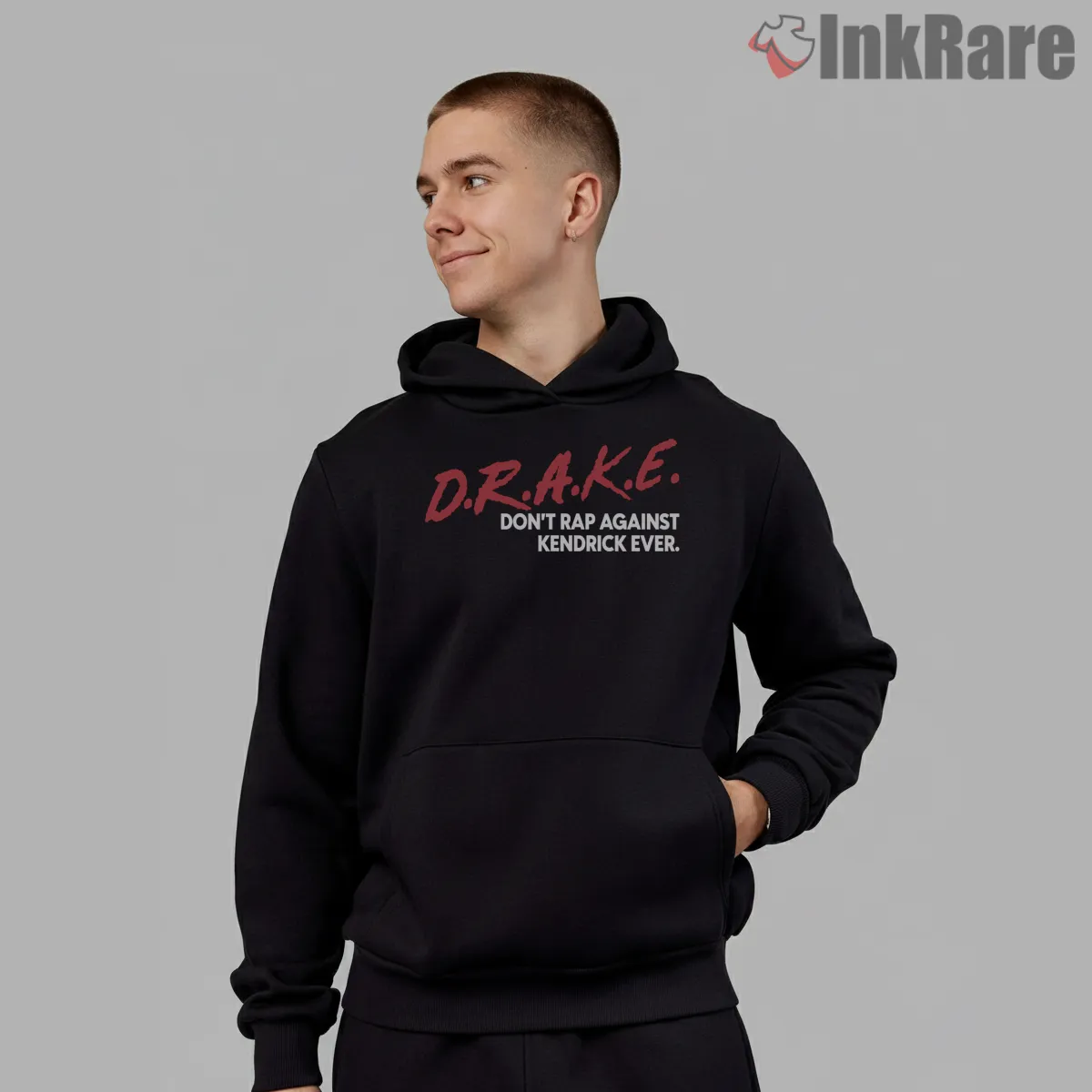 Funny Kendrick Lamar Drake Dont Rap Against Kendrick Ever Shirt on black hoodie for men graphic tee
