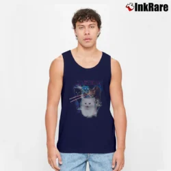 Men’s Funny Kitten Shooting Laser Tank Top in navy | Breathable, Active-Friendly Design