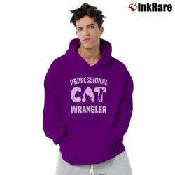 Men’s Funny Kitty Cat Professional Cat Wrangler Pullover Hoodie in purple | Cozy, Durable, Modern Fit