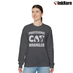 Women’s Funny Kitty Cat Professional Cat Wrangler Relaxed Sweatshirt in charcoal | Soft, Laid-Back Vibe