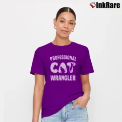 Women’s Funny Kitty Cat Professional Cat Wrangler Signature T-Shirt in purple | Soft, Flattering Fit