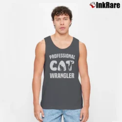 Men’s Funny Kitty Cat Professional Cat Wrangler Tank Top in charcoal | Breathable, Active-Friendly Design