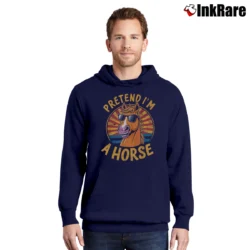 Men’s Funny Lazy Halloween Pretend I'm a Horse Costume Pullover Hoodie in navy | Cozy, Durable, Modern Fit