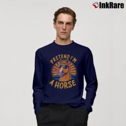 Men’s Funny Lazy Halloween Pretend I'm a Horse Costume Long-Sleeve Shirt in navy | Sleek, Lightweight, Year-Round Wear