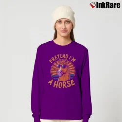 Women’s Funny Lazy Halloween Pretend I'm a Horse Costume Long-Sleeve Top in purple | Sleek, Versatile, All-Season
